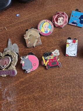 Assorted Enamel Cartoon Pins - Pink, Red, Yellow, Blue
